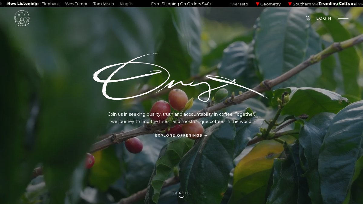 Screenshot of onyxcoffeelab.com interface