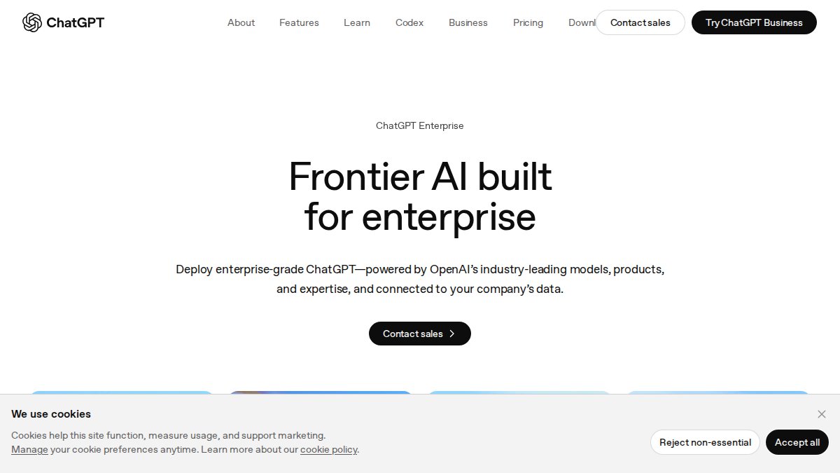 Screenshot of Enterprise page on openai.com