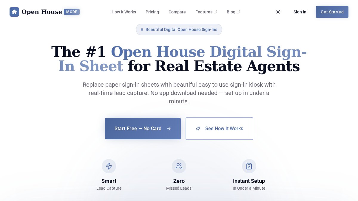 Screenshot of openhousemode.com interface