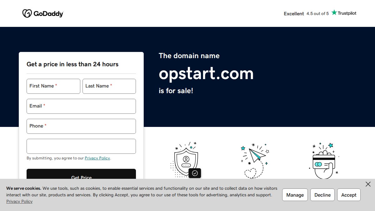 Screenshot of opstart.com interface