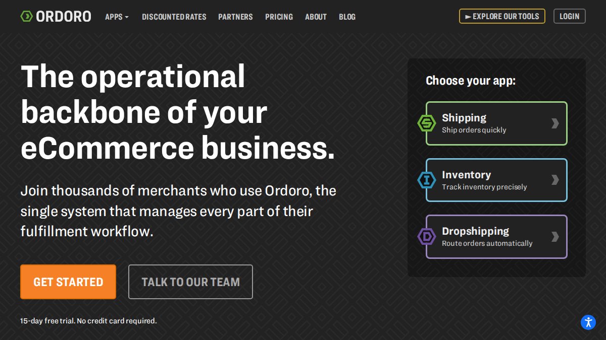 Screenshot of ordoro.com interface