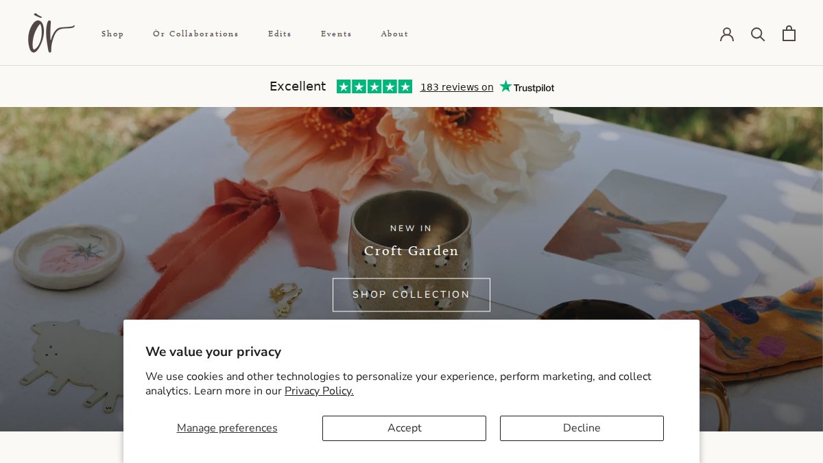 Screenshot of orshopskye.com interface