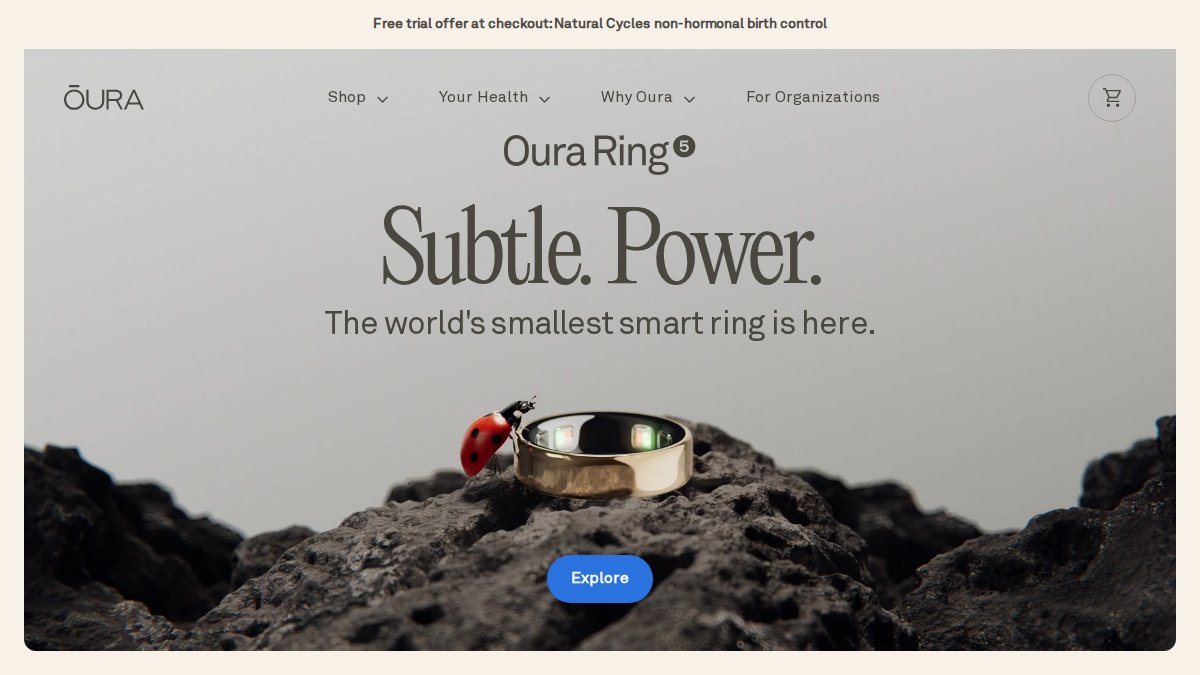 Screenshot of ouraring.com interface
