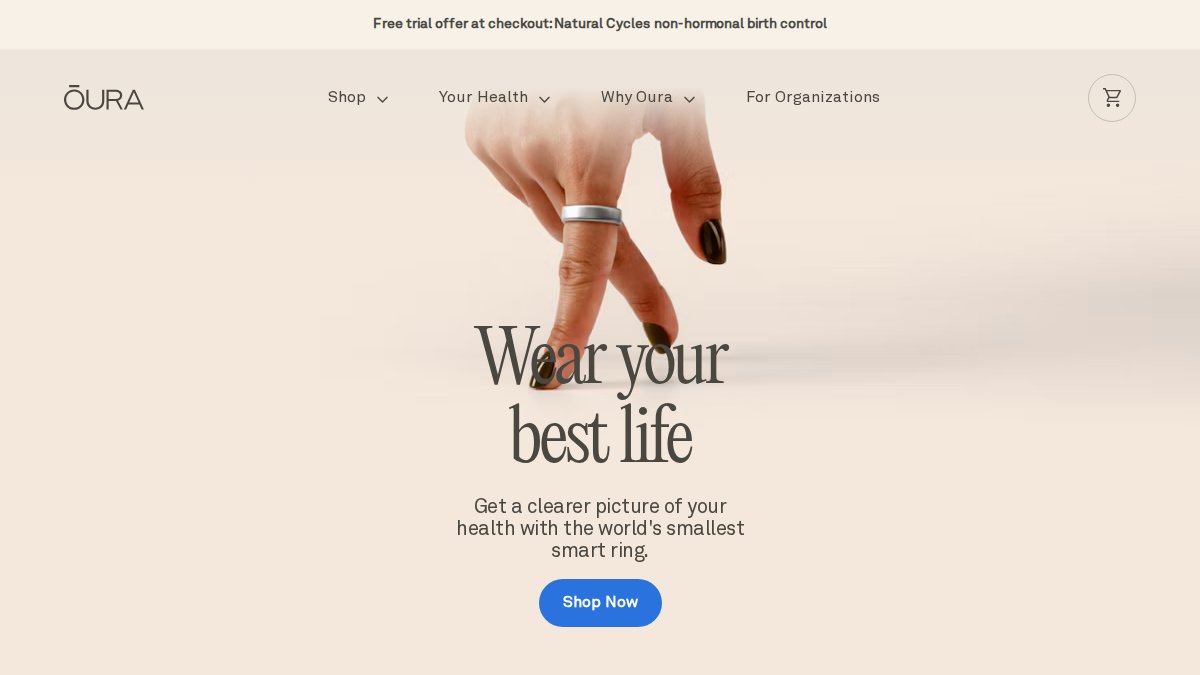 Screenshot of ouraring.com interface