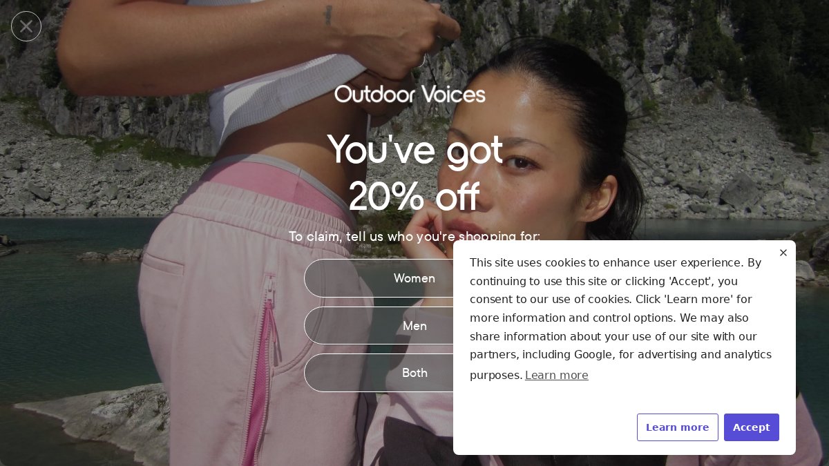 Screenshot of outdoorvoices.com interface