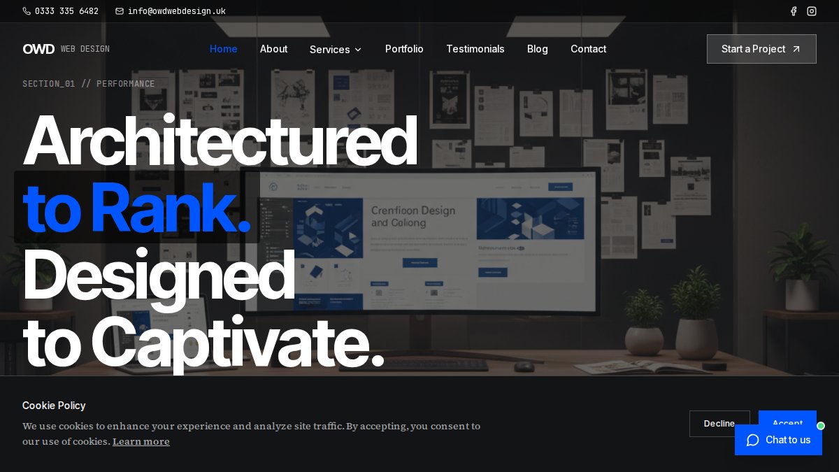 Screenshot of owdwebdesign.co.uk interface