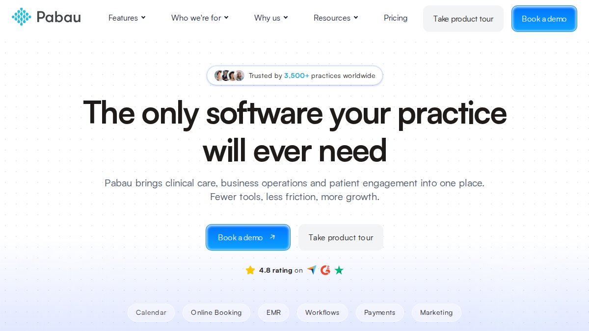 Screenshot of pabau.com interface