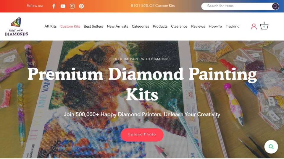 Screenshot of paintwithdiamonds.com interface
