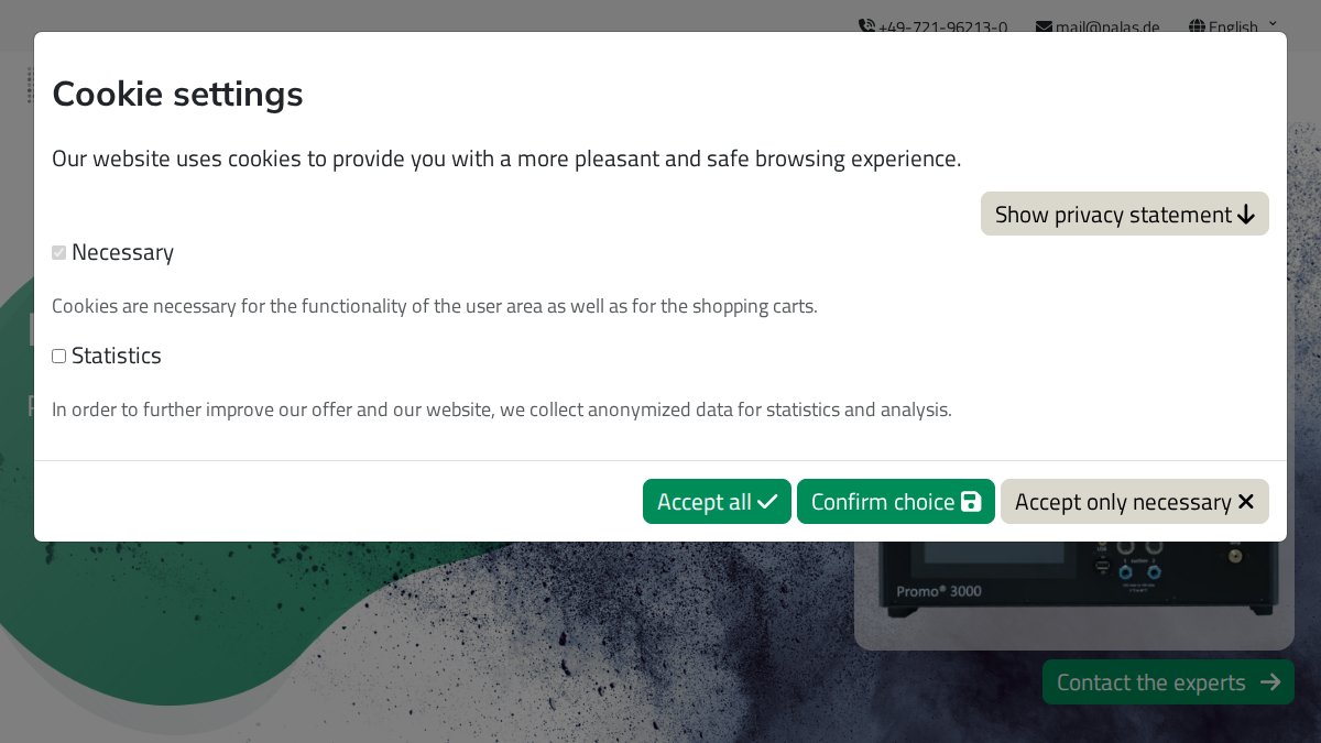 Screenshot of Promo3000 page on palas.de