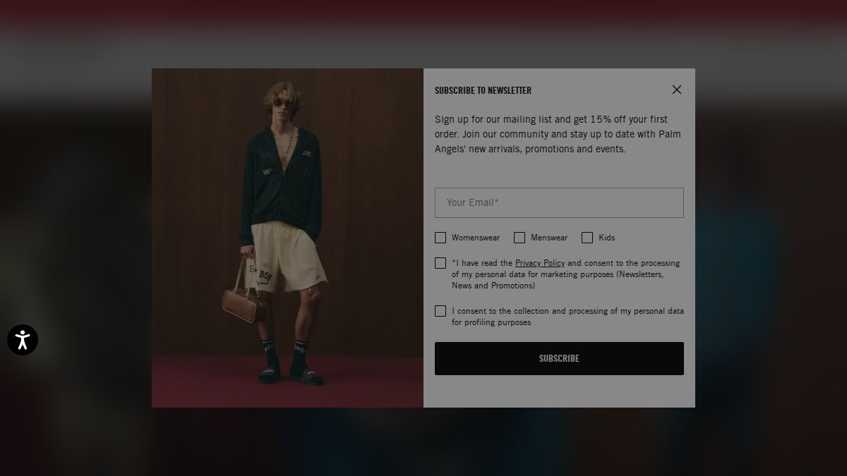 Screenshot of En Us page on palmangels.com