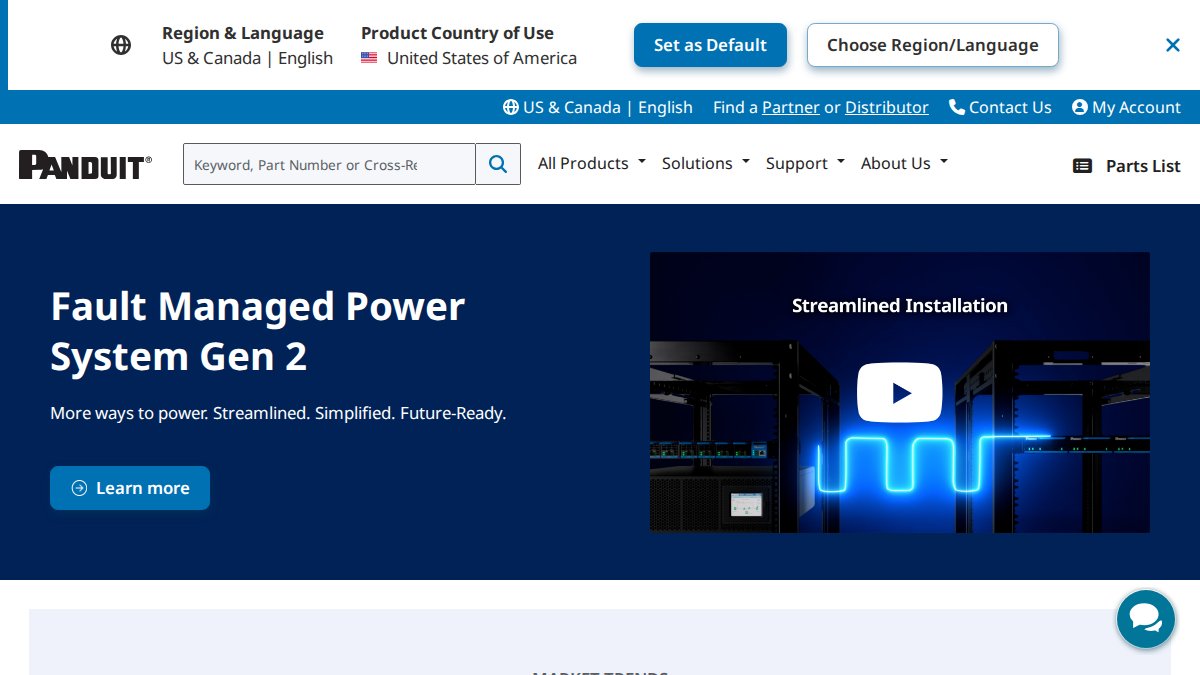 Screenshot of panduit.com interface