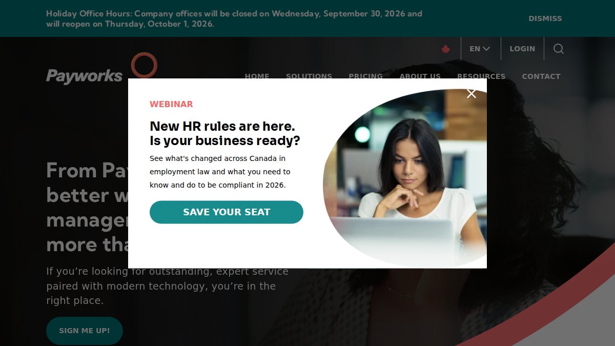 Screenshot of payworks.ca interface