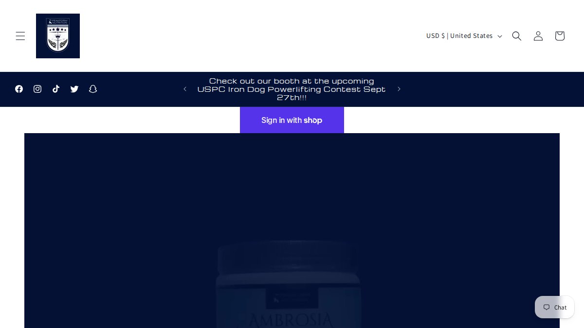 Screenshot of Peakformsupplements.com interface