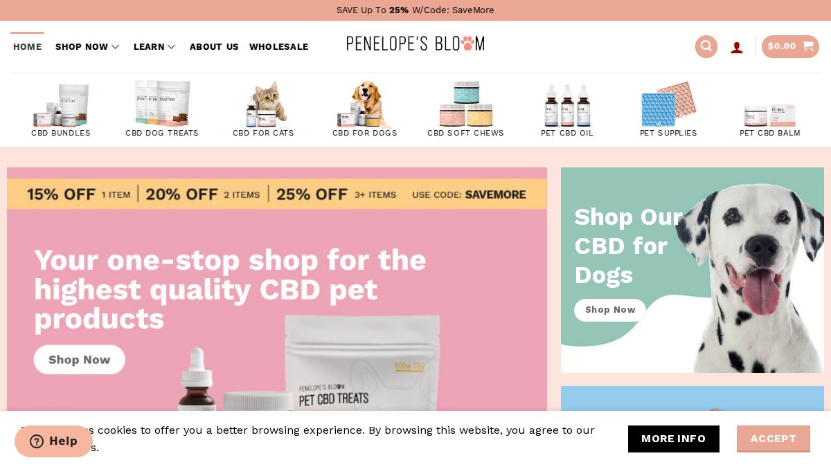 Screenshot of penelopesbloom.com interface