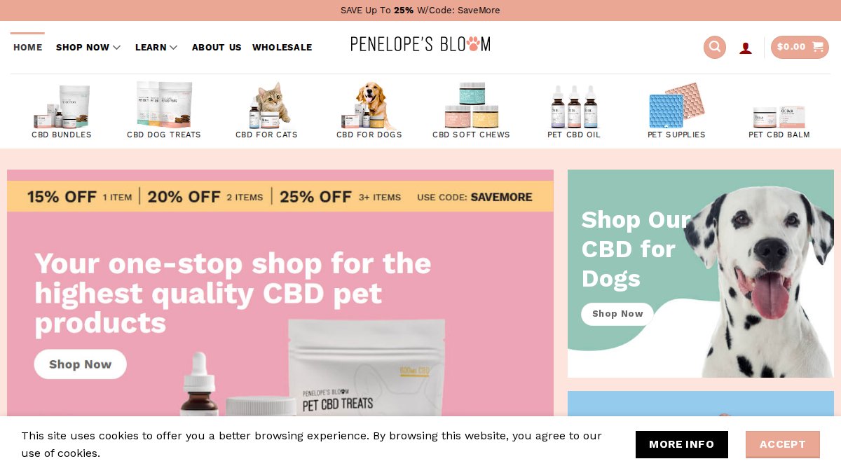 Screenshot of penelopesbloom.com interface