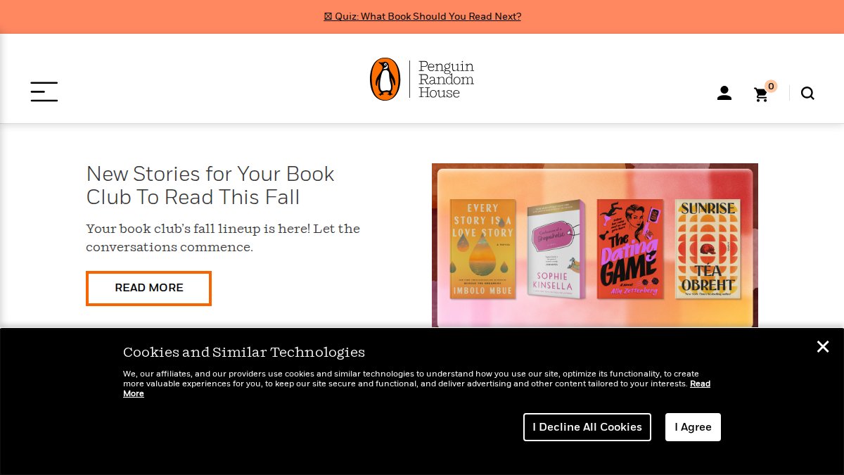 Screenshot of penguinrandomhouse.com interface