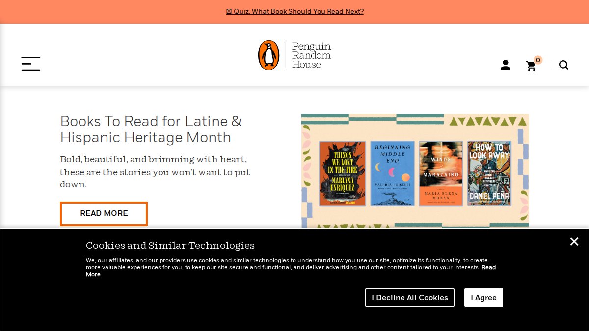 Screenshot of penguinrandomhouse.com interface