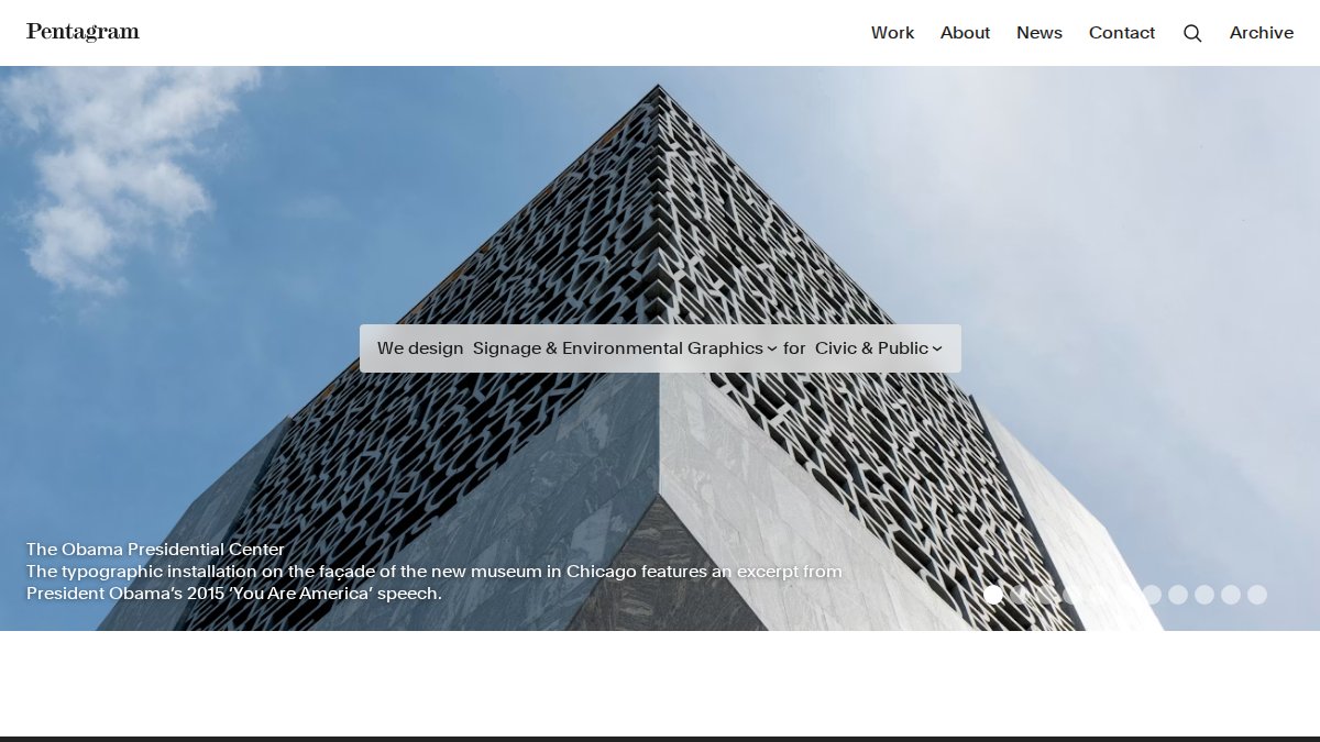 Screenshot of pentagram.com interface