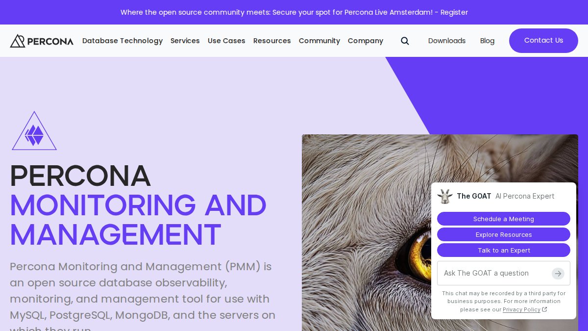 Screenshot of percona.com interface