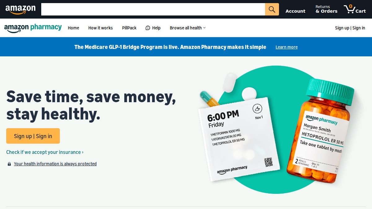 Screenshot of pharmacy.amazon.com interface