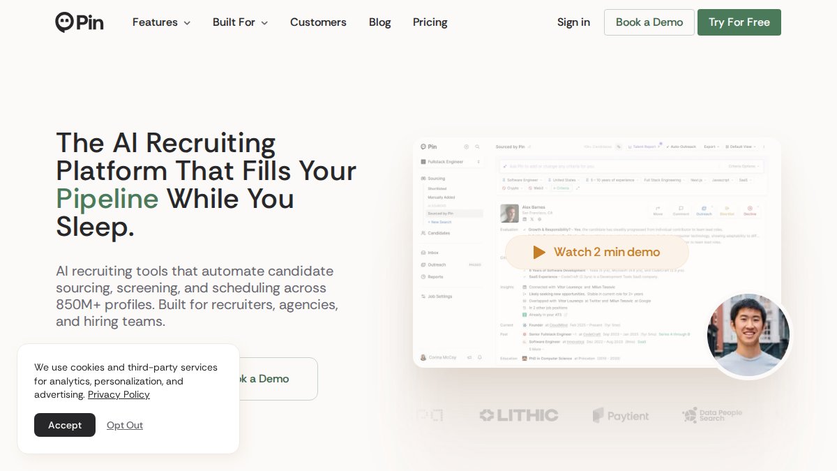 Screenshot of pin.com interface