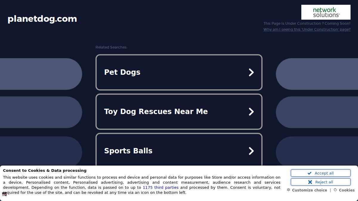 Screenshot of Orbee Tuff Balls page on planetdog.com