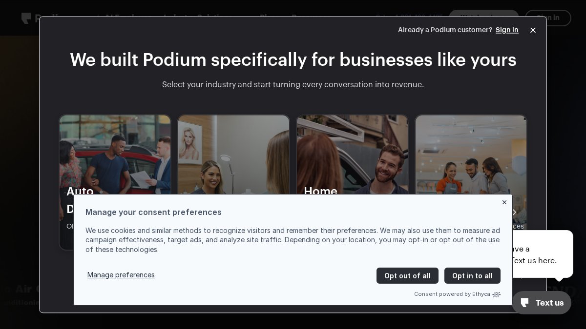 Screenshot of podium.com interface