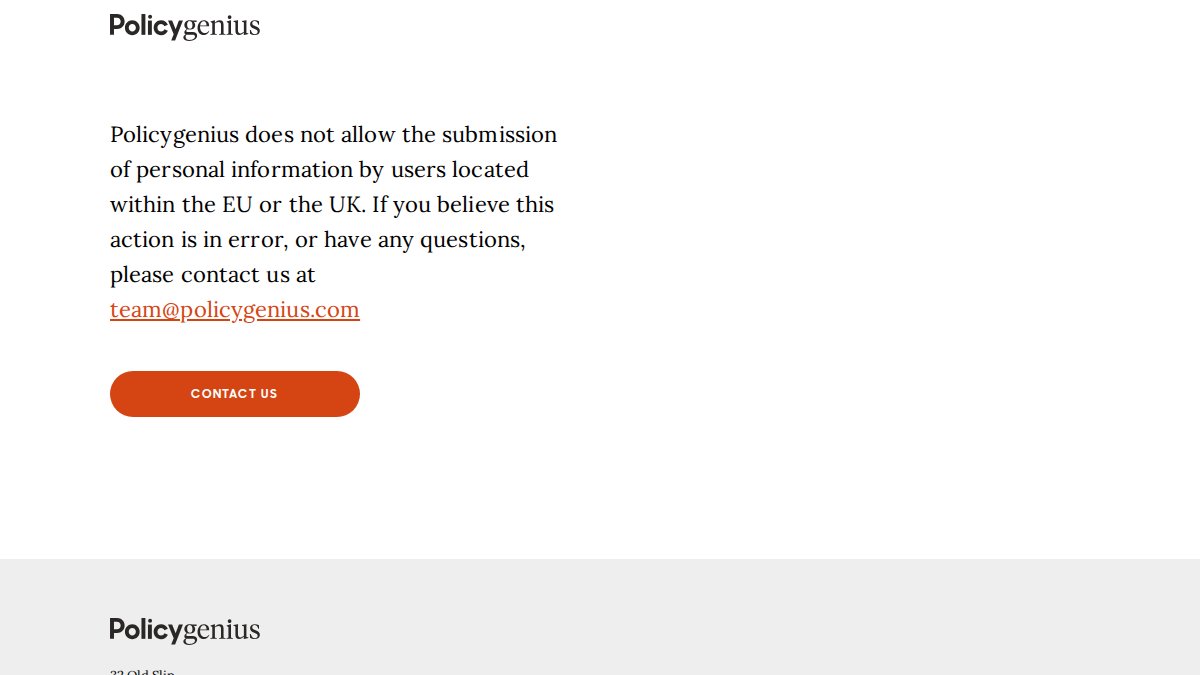 Screenshot of policygenius.com interface