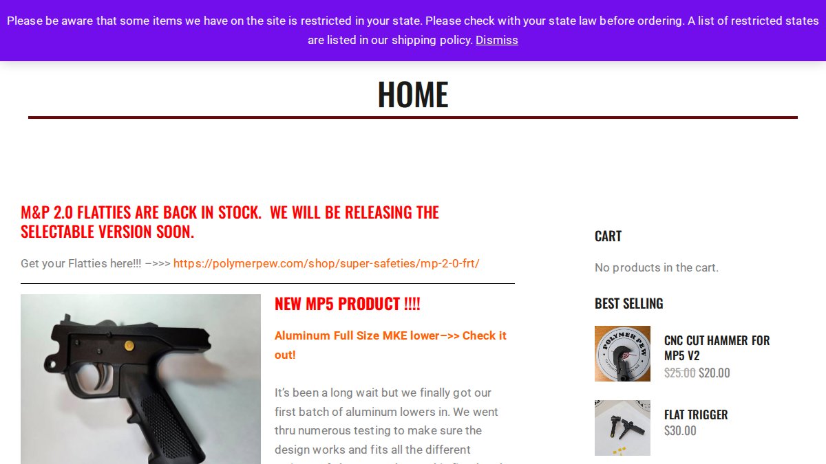 Screenshot of polymerpew.com interface