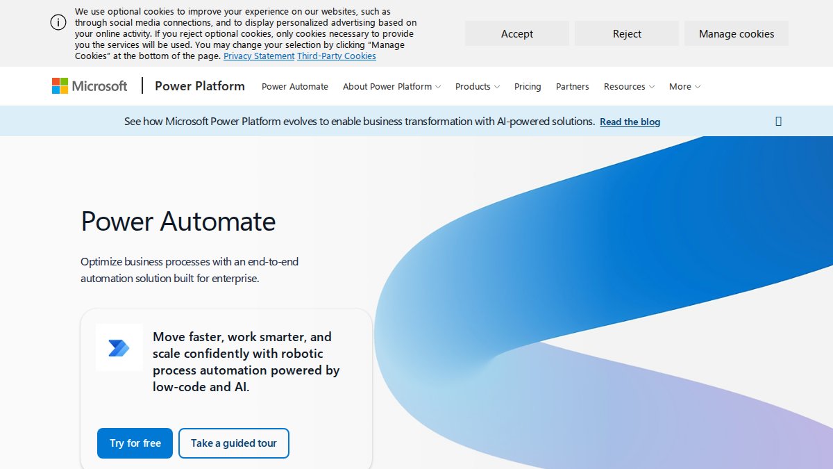 Screenshot of powerautomate.microsoft.com interface