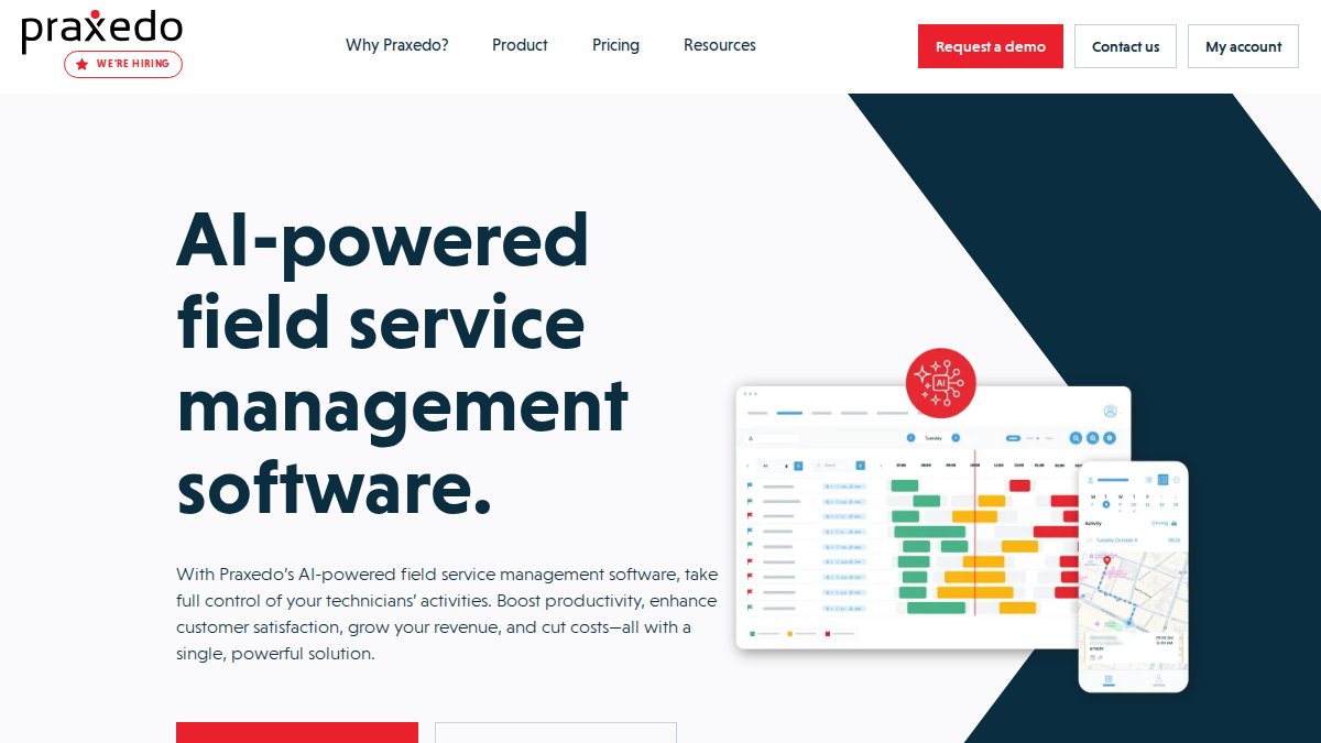 Screenshot of praxedo.com interface