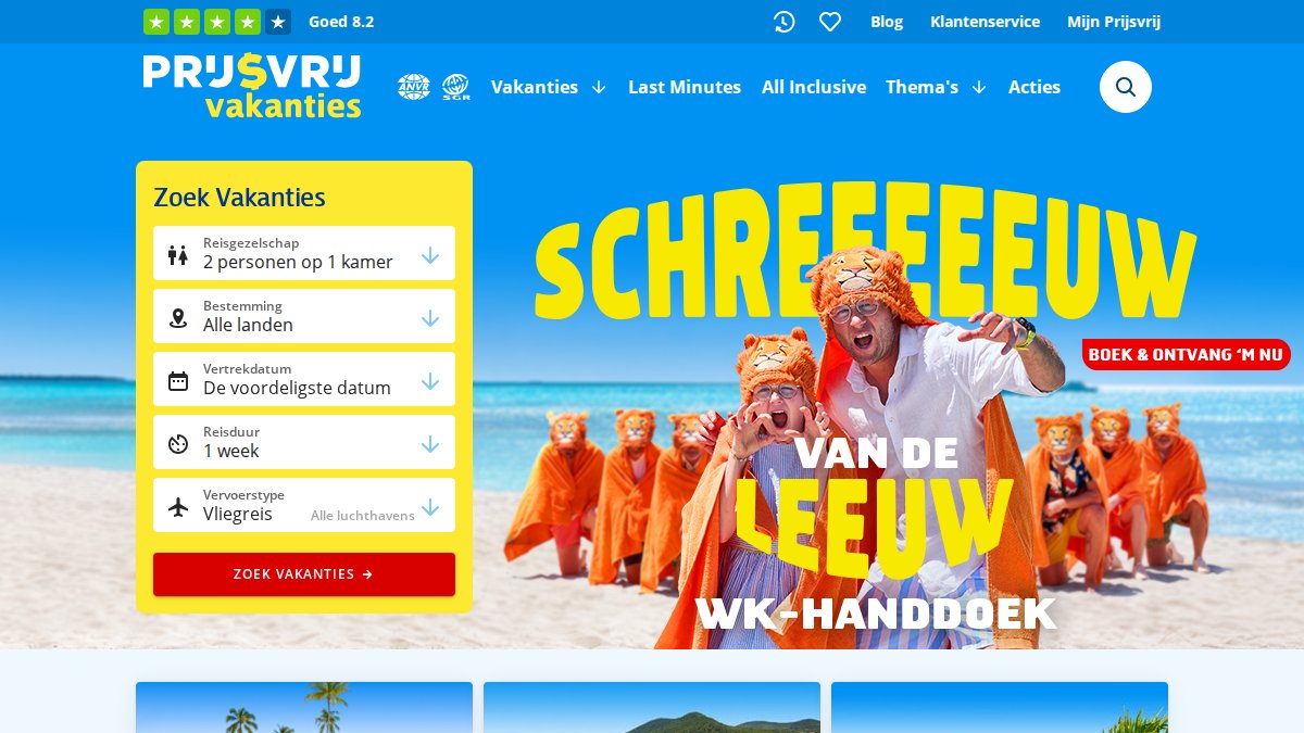 Screenshot of prijsvrij.nl interface