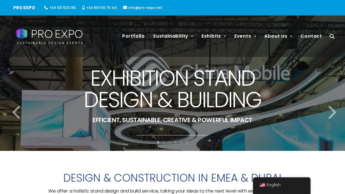Screenshot of pro-expo.net interface