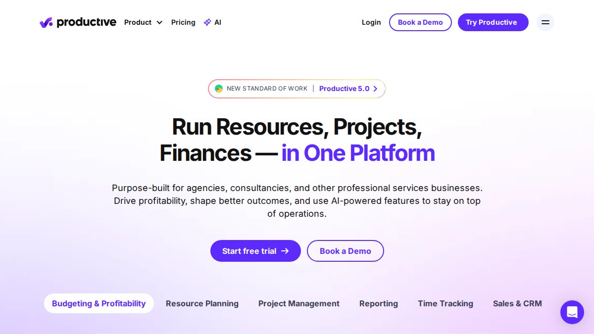 Screenshot of productive.io interface
