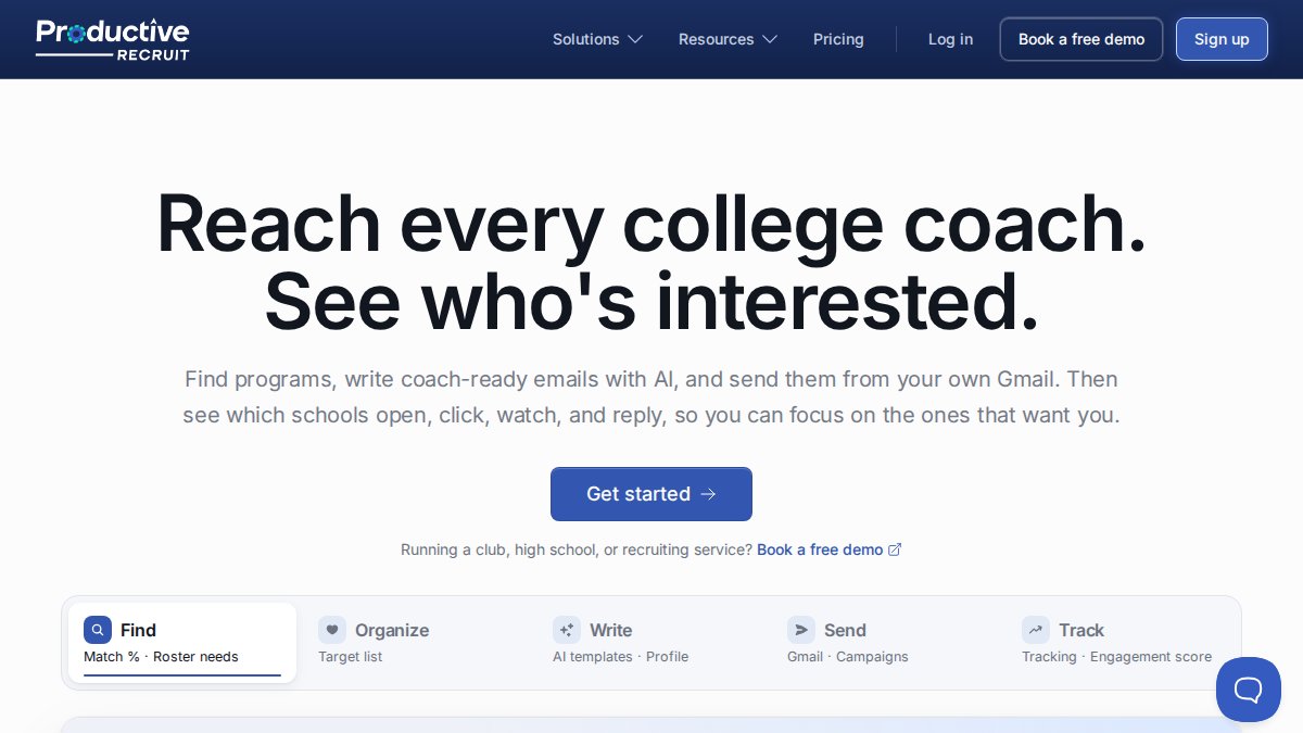 Screenshot of productiverecruit.com interface