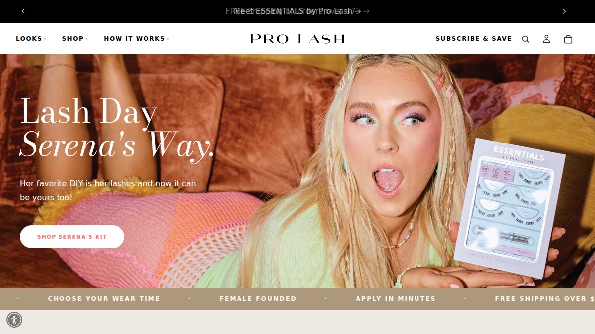 Screenshot of prolash.com interface