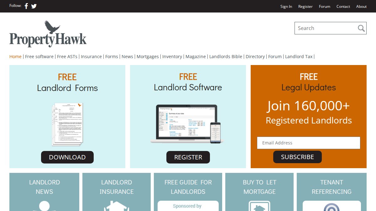 Screenshot of propertyhawk.co.uk interface
