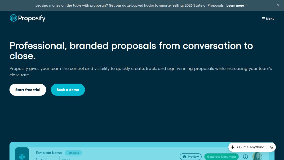 Screenshot of proposify.com interface