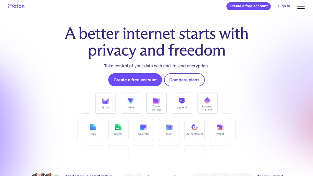 Screenshot of proton.me interface