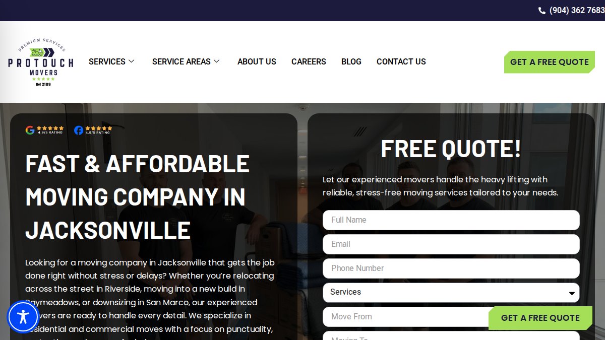15 Questions to Ask Moving Companies Before Hiring 2 Screenshot of protouchmover.com interface
