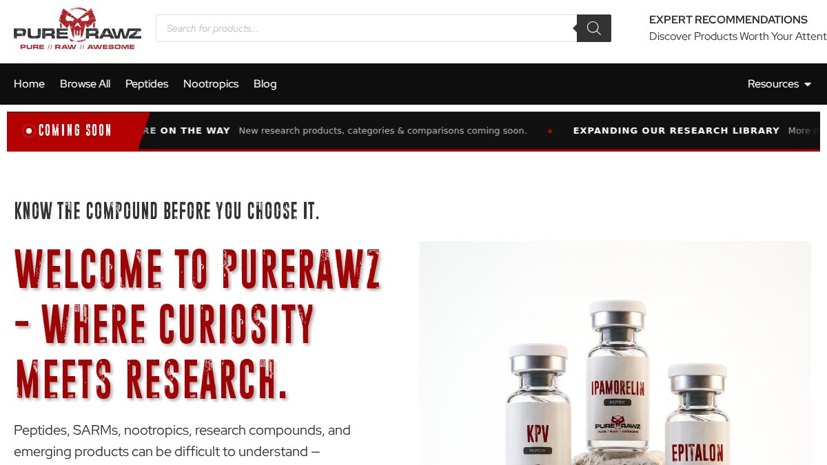 Screenshot of purerawz.co interface