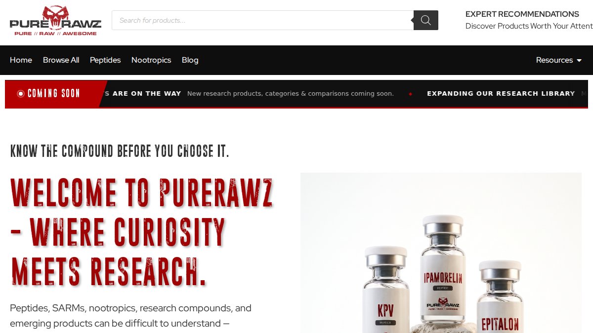 Screenshot of purerawz.co interface