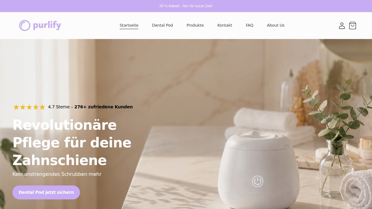Screenshot of purlify.ch interface