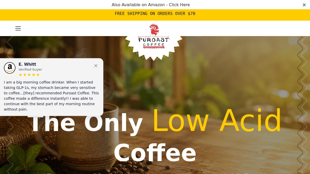 Screenshot of puroast.com interface