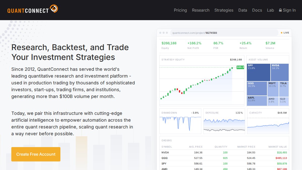 Screenshot of quantconnect.com interface