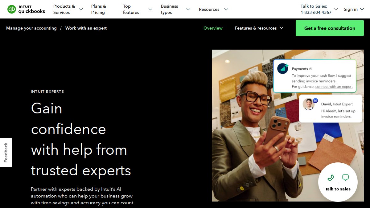 Screenshot of Live page on quickbooks.intuit.com