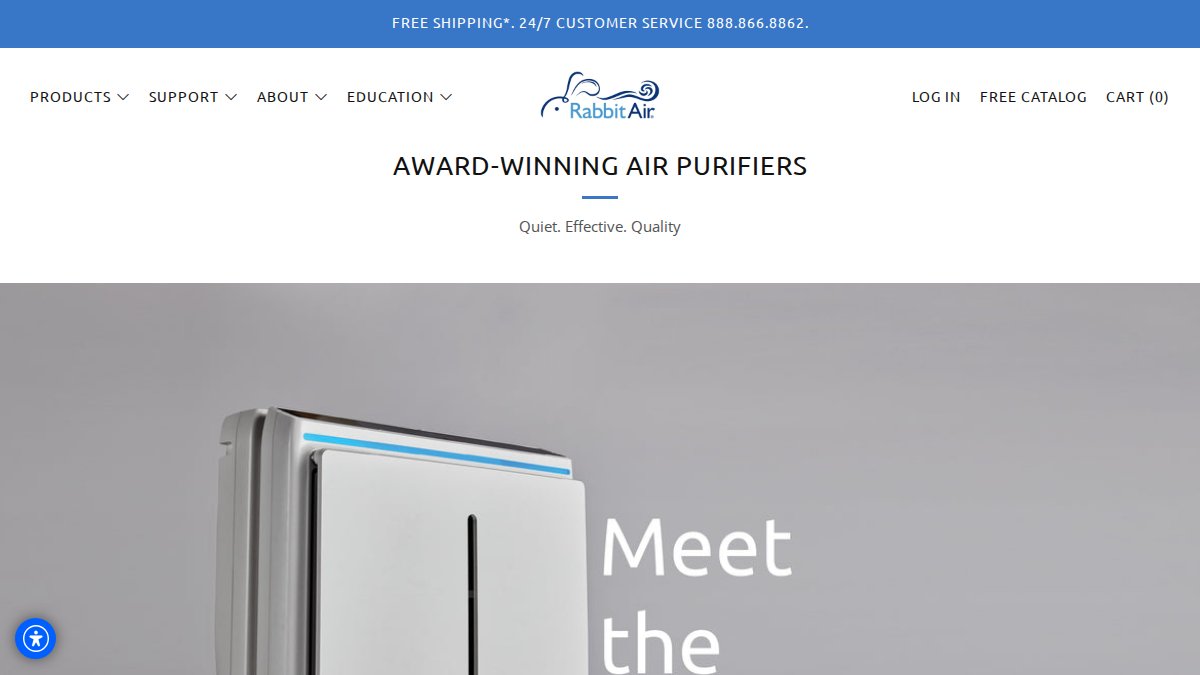 Screenshot of rabbitair.com interface