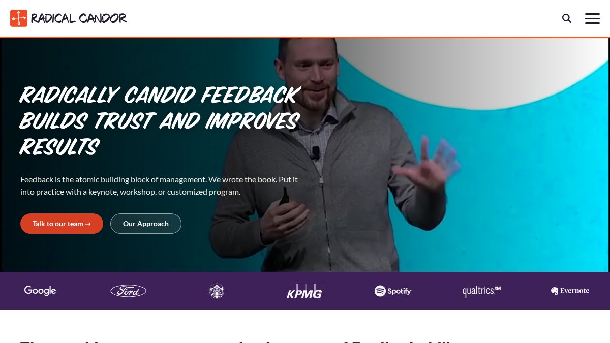 Screenshot of radicalcandor.com interface