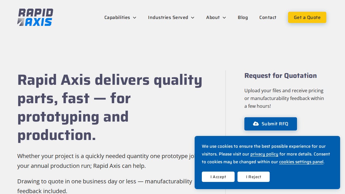 Screenshot of rapidaxis.com interface