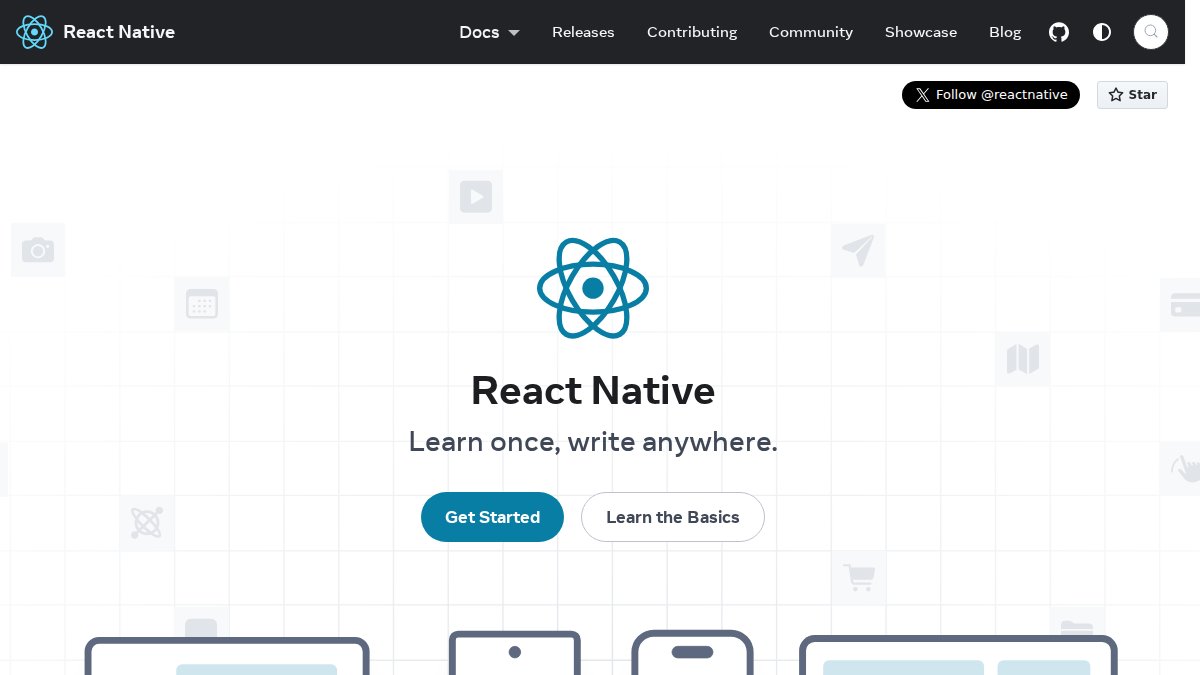 Screenshot of reactnative.dev interface